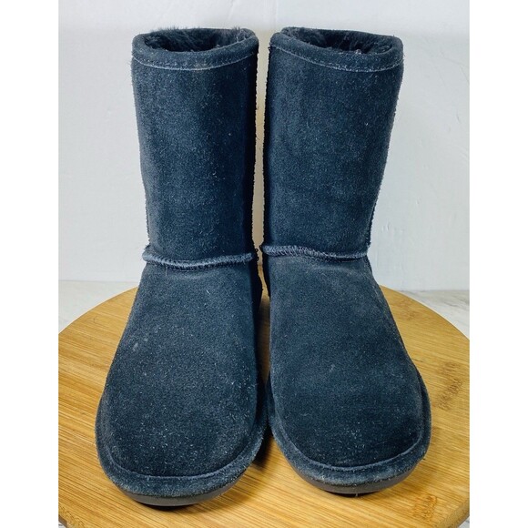 Bearpaw 608W Emma Short Black Boots Suede Sheepskin Womens Boots Size 7 - Picture 3 of 6